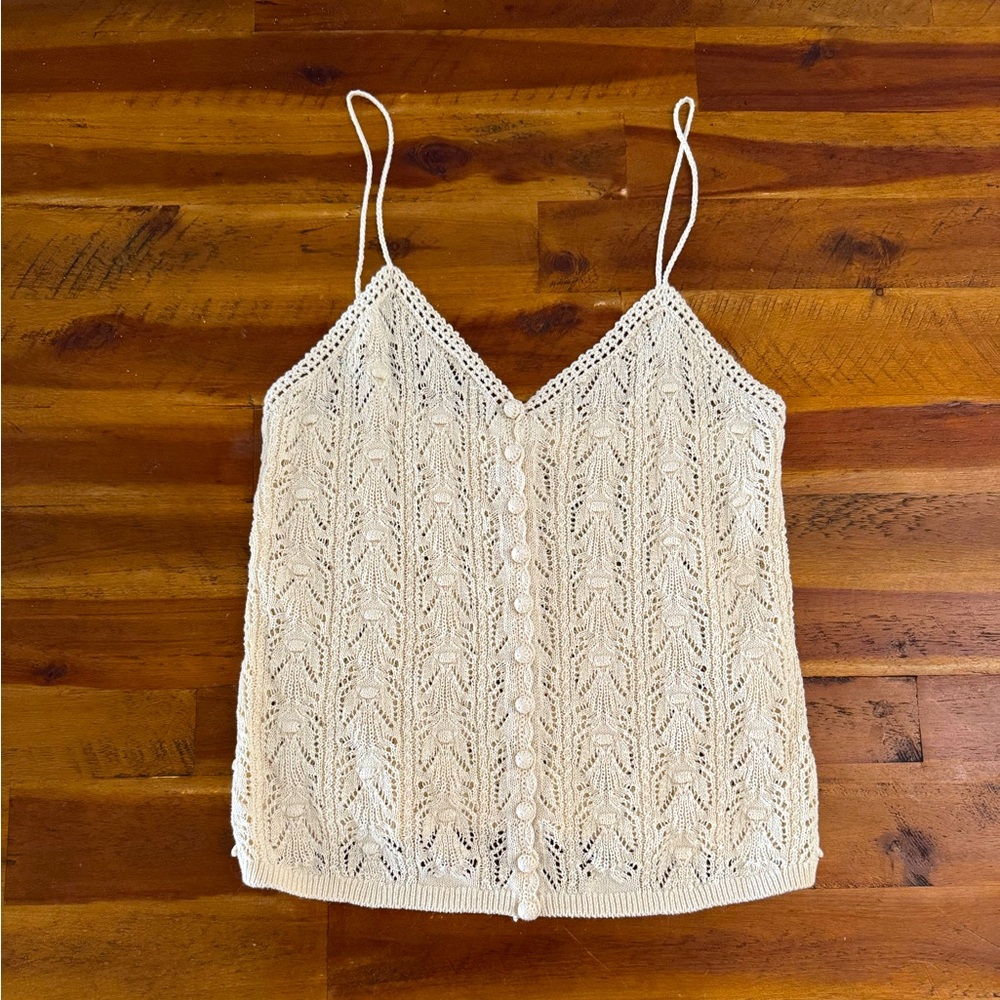Sézane pointelle button front cami